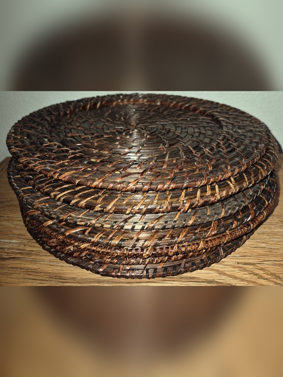 Other - 7 Woven Charger Rattan Wicker 13" Round Place Settings Boho Country
